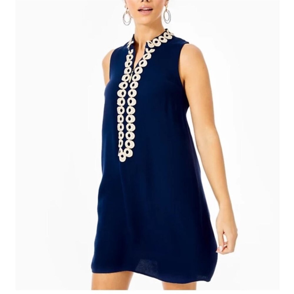 Lilly Pulitzer True Navy Jane Shift Cocktail Party Dress Size 4 - Picture 3 of 11
